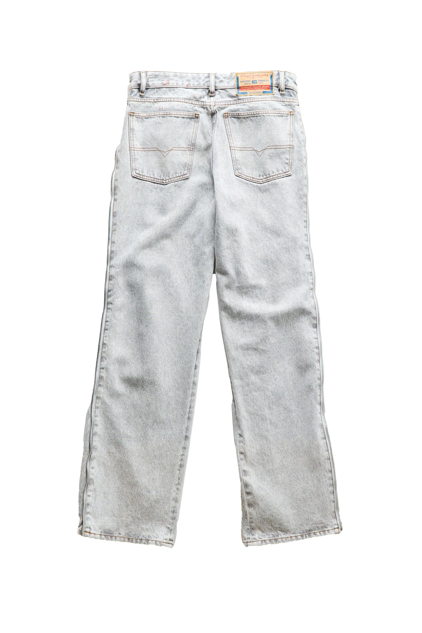 Dissel Side Zipper Grey Denim Jeans - Xia Office