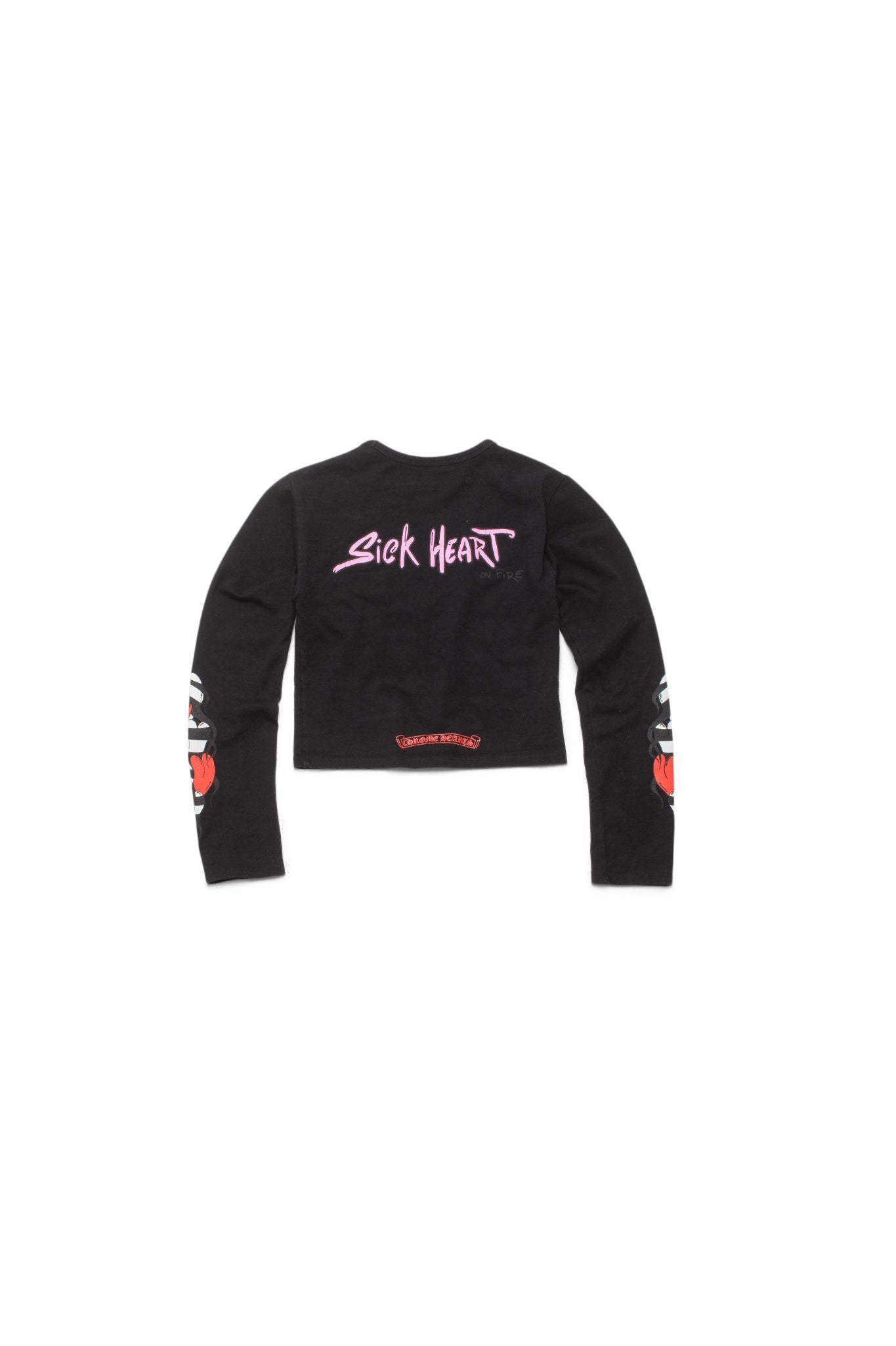Chrome Hearts Matty Boy Sick Heart Long Sleeve Crop T-Shirt - Xia Office