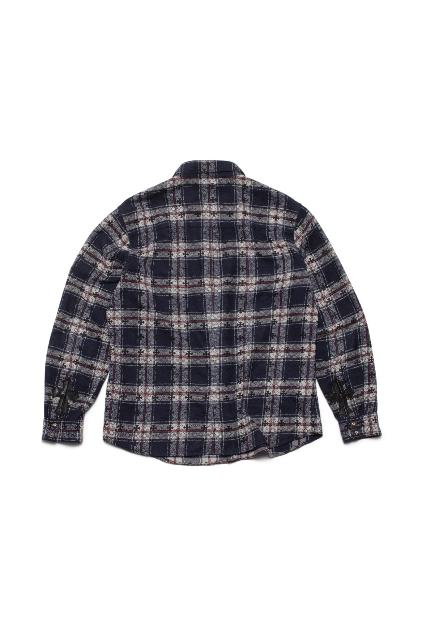 Chrome Hearts Blue Plaid Cross Flannel Button-up Shirt - Xia Office