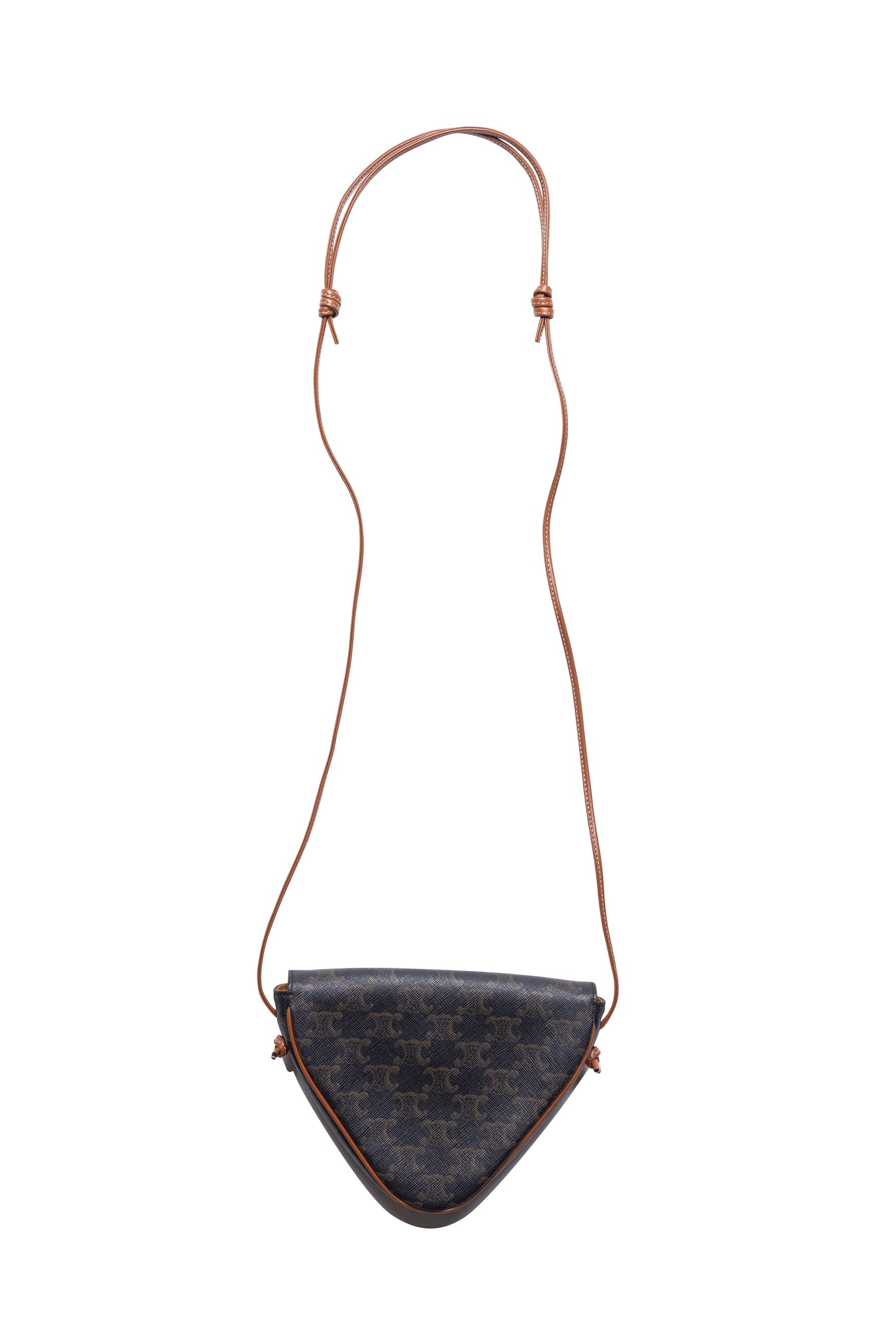 Celine Triomphe Triangle Crossbody Bag In Brown Canvas - Xia Office