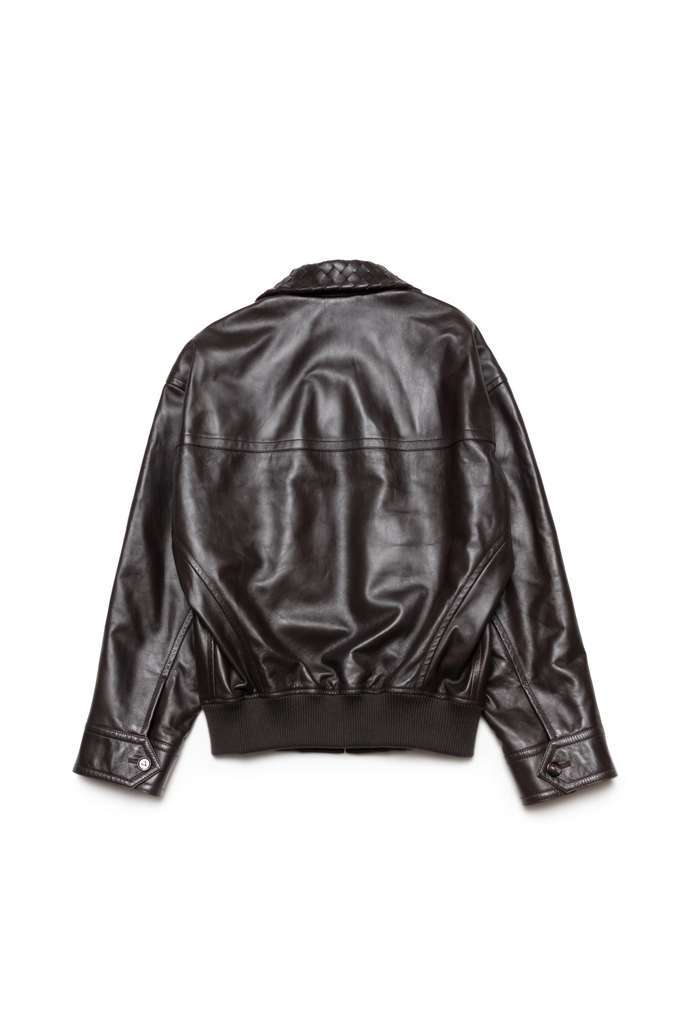 Bottega Veneta Intrecciato-Trimmed Leather Blouson Jacket - Xia Office