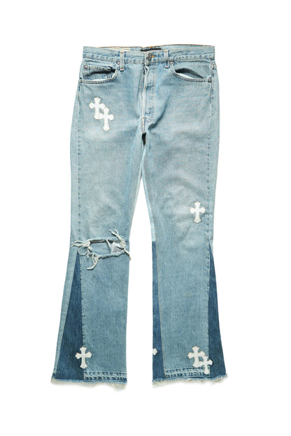 Chrome Hearts Gallery Dept. Flare Jeans with Patches - Xia Office