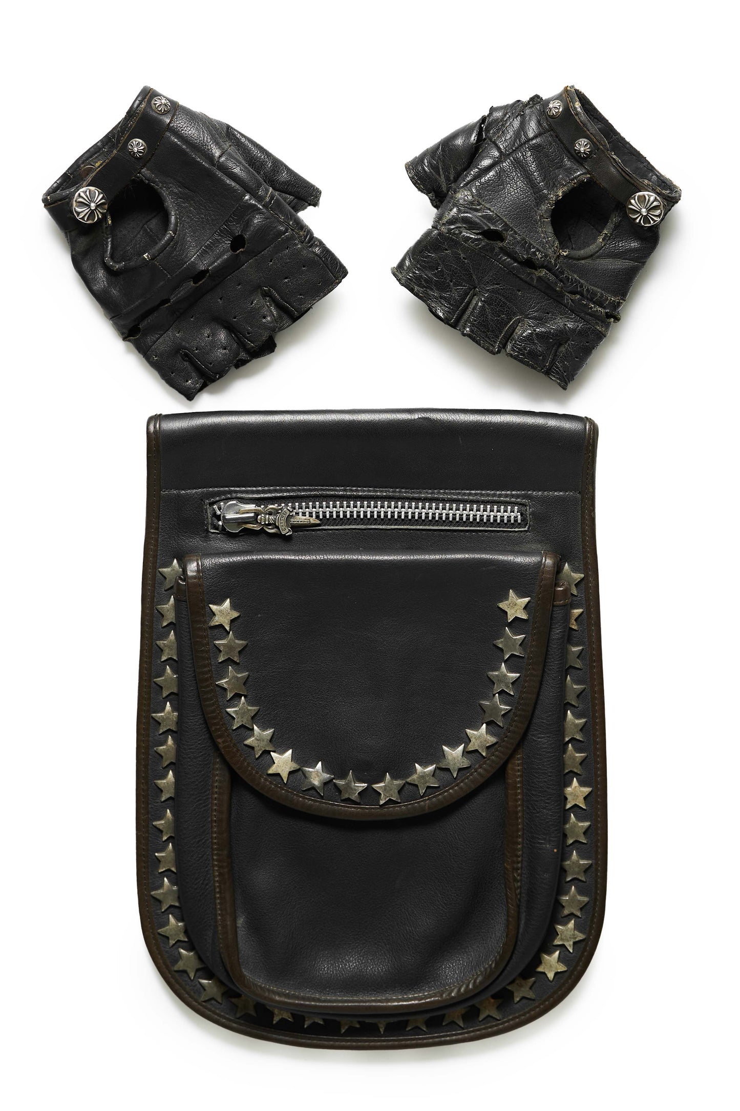 Chrome Hearts Vintage Motorcycle Saddlebag and Riding Gloves - Xia Office