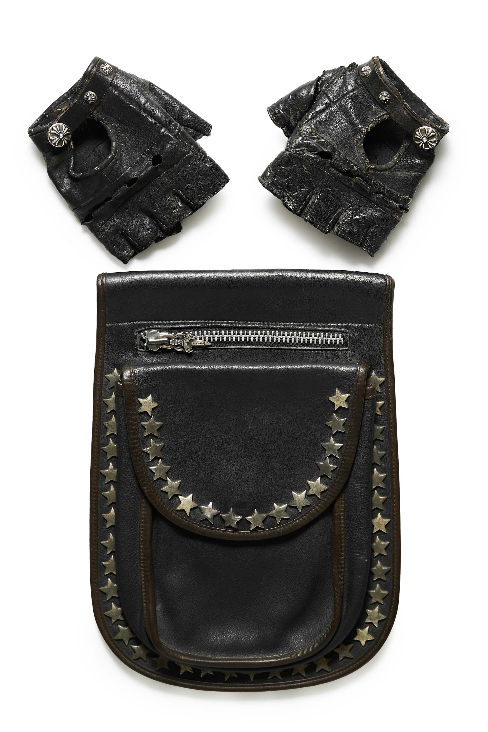 Chrome Hearts Vintage Motorcycle Saddlebag and Riding Gloves - Xia Office