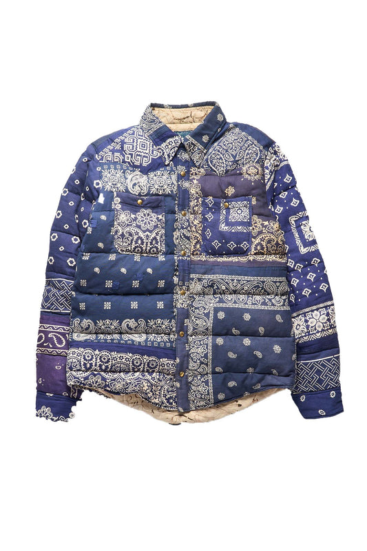 Visvim Paisley ICT Kerchief Down Jacket Blue - Xia Office