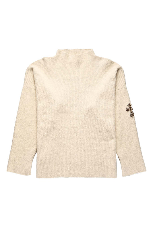 Chrome Hearts Knitted Cream Cheetah Patch Sweater - Xia Office