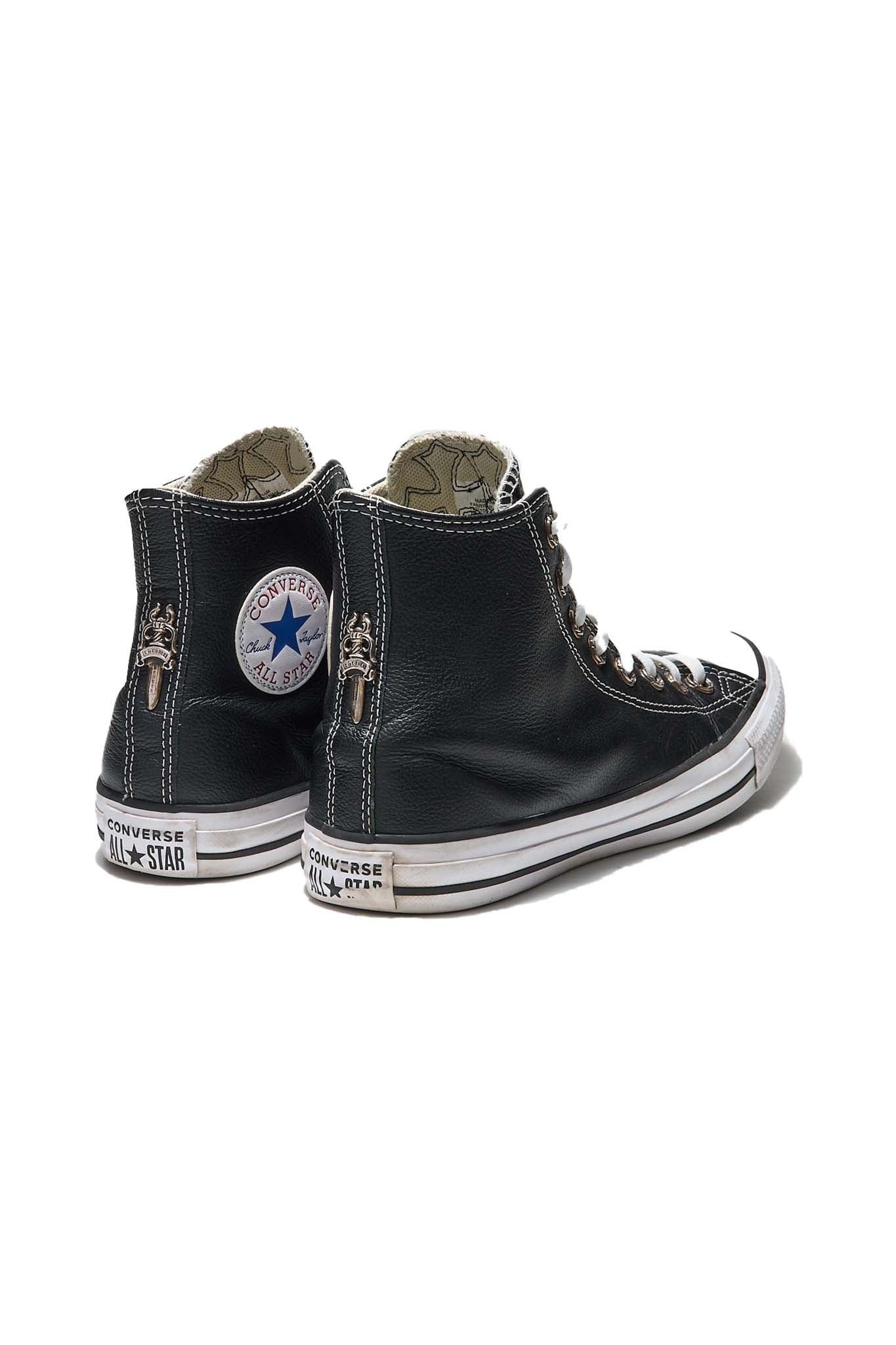 Chrome Hearts Converse Black Leather Cross Silver Dagger Sneakers - Xia Office