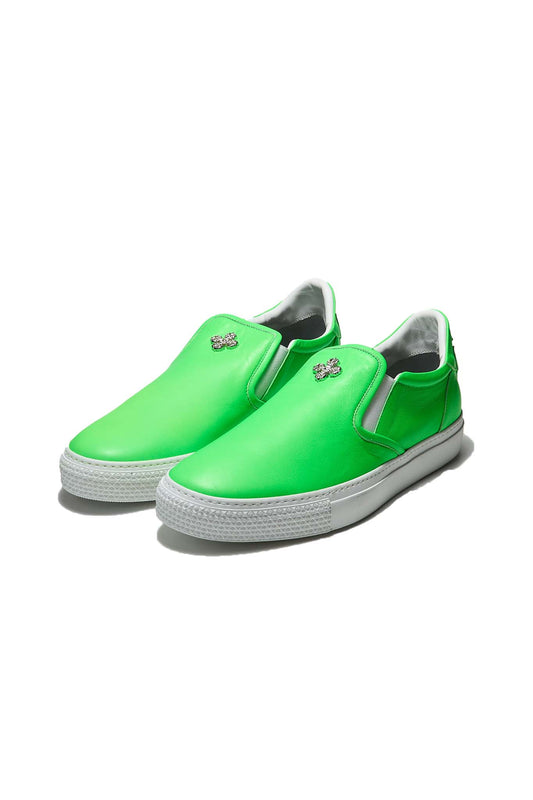 Chrome Hearts Plus Logo Slip-on Sneakers Neon Green - Xia Office