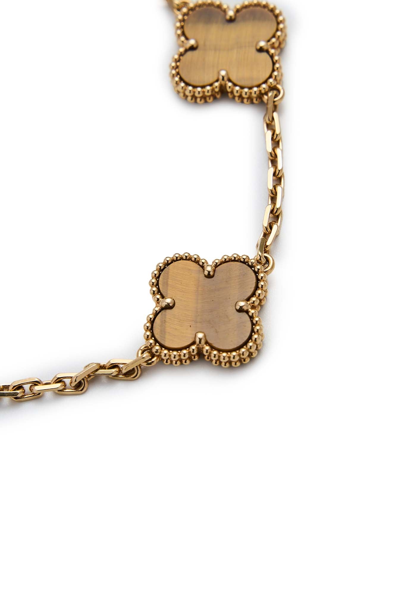 Van Cleef & Arpels Tiger's Eye Vintage Alhambra 5 Motifs Bracelet - Xia Office