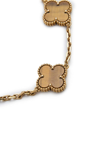 Van Cleef & Arpels Tiger's Eye Vintage Alhambra 5 Motifs Bracelet - Xia Office