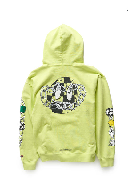 Chrome Hearts Matty Boy Link Graphic Print Hoodie Lime Green - Xia Office