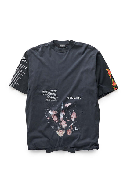 Balenciaga Black Faded Upside Down Speed Hunters Printed T-Shirt - Xia Office