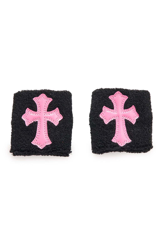 Chrome Hearts Patent Leather Cross Sweatbands Black/Pink - Xia Office