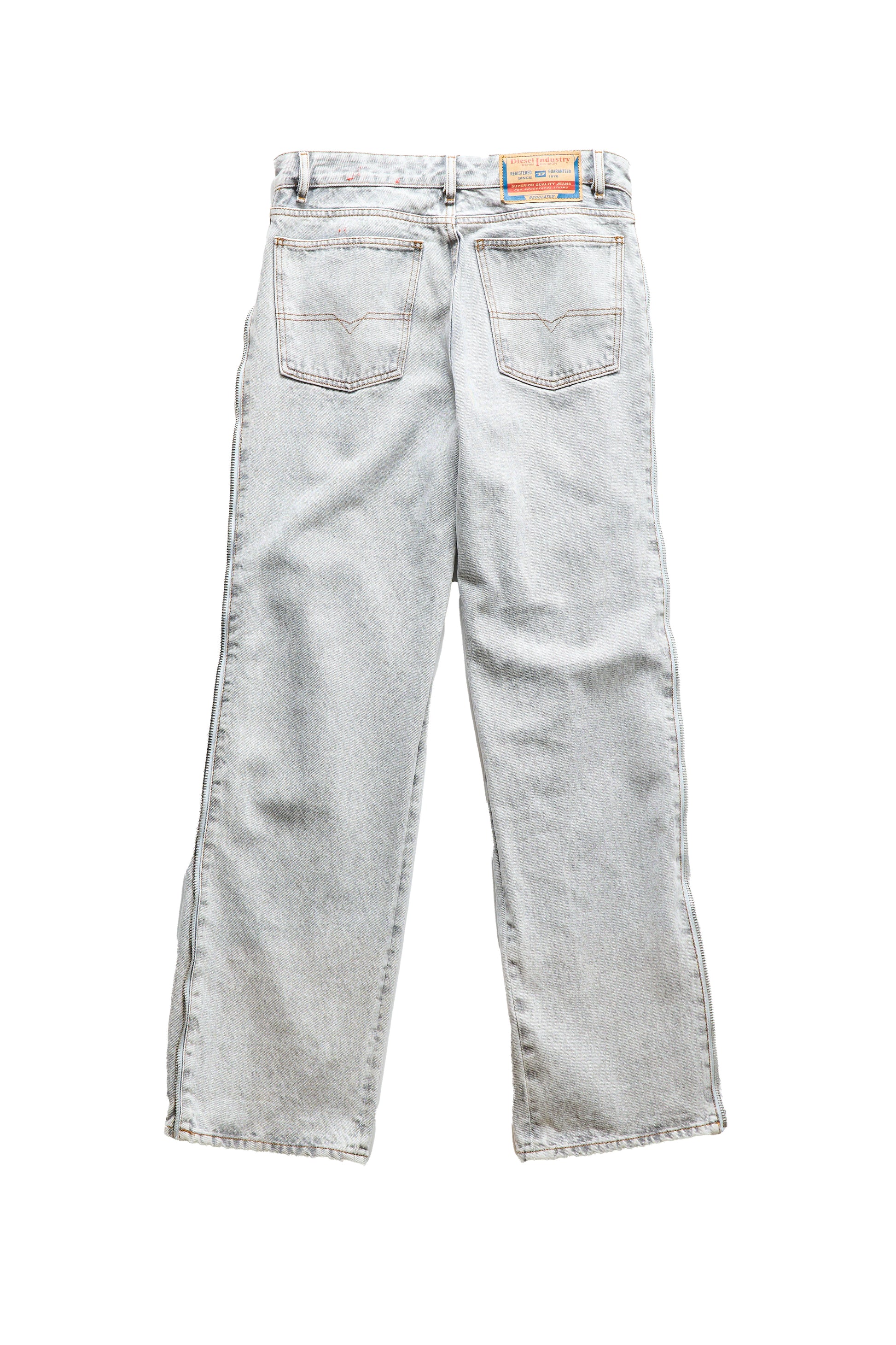 Dissel Side Zipper Grey Denim Jeans - Xia Office