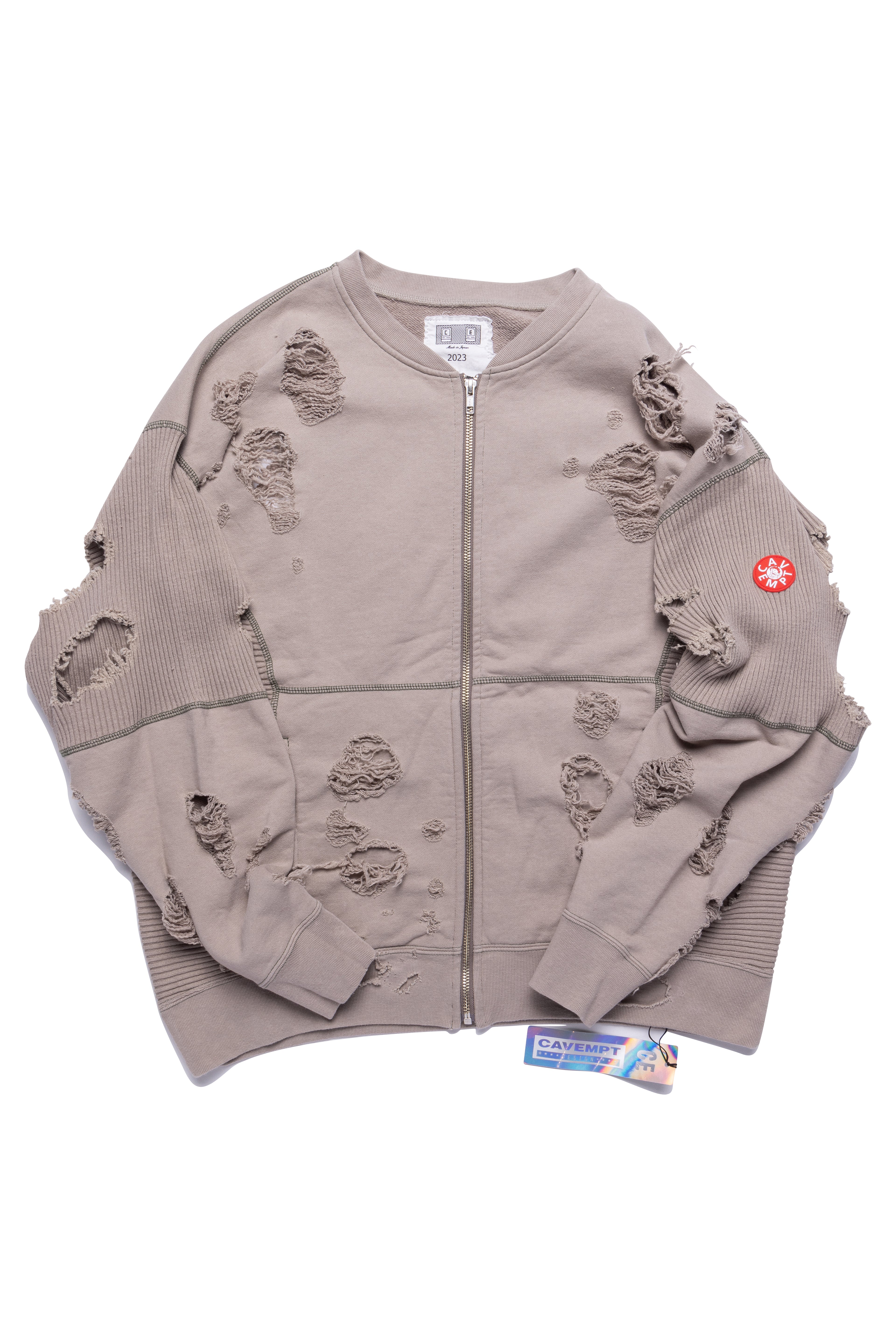 Cav Empt Plague Wide Rib Cut Zip Sweat Tan - Xia Office