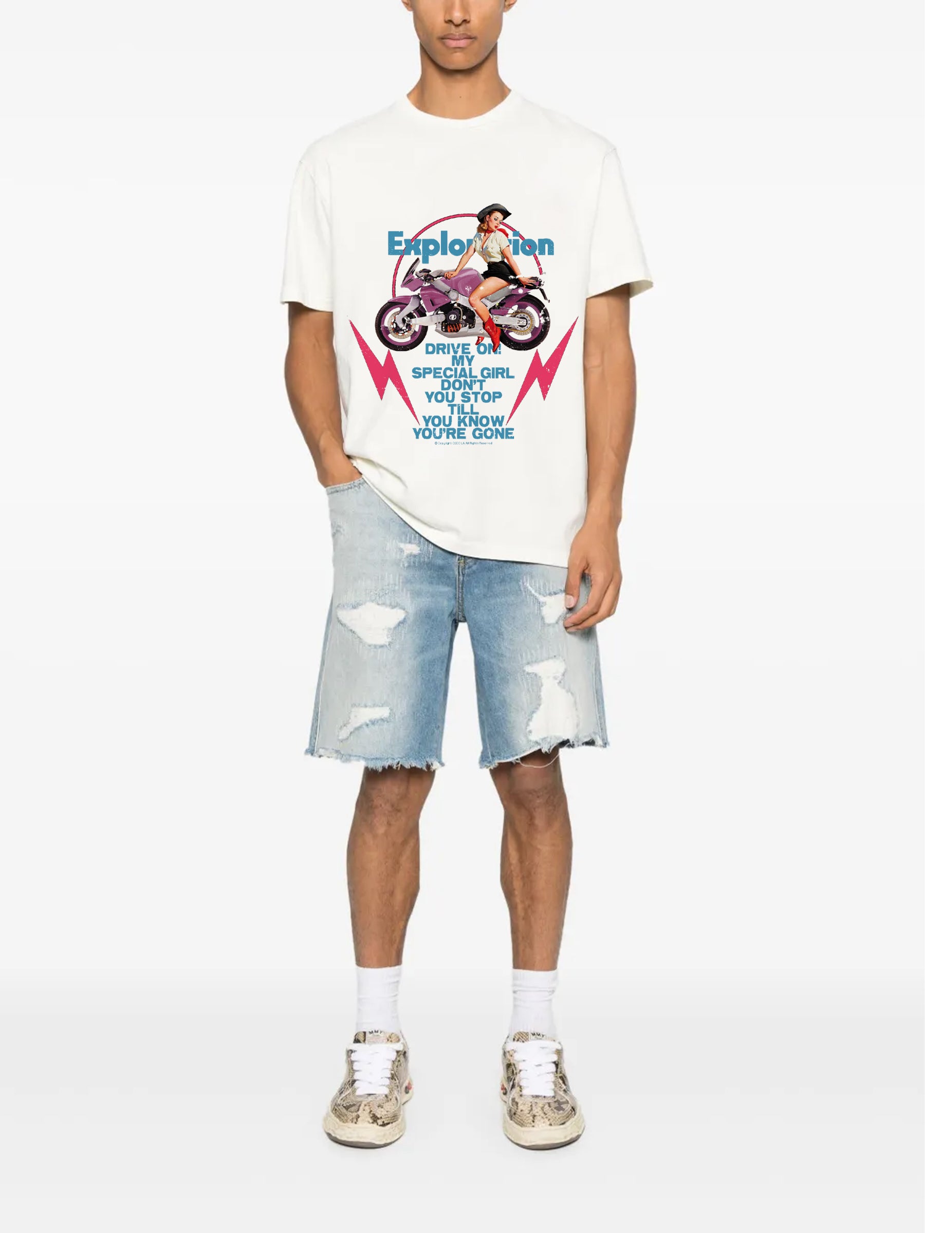 CEEC Motorcycle Girl T-shirt in White - Xia Office