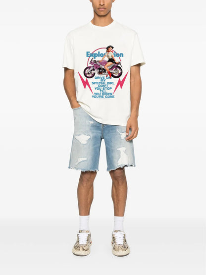 CEEC Motorcycle Girl T-shirt in White - Xia Office