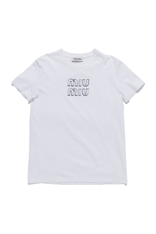 Miu Miu Logo-embroidered T-shirt - Xia Office