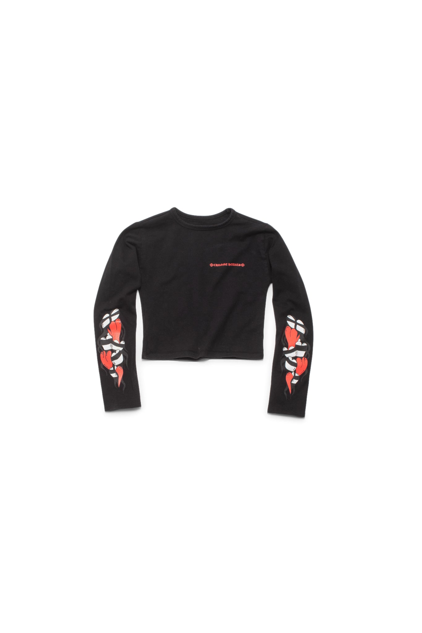 Chrome Hearts Matty Boy Sick Heart Long Sleeve Crop T-Shirt - Xia Office