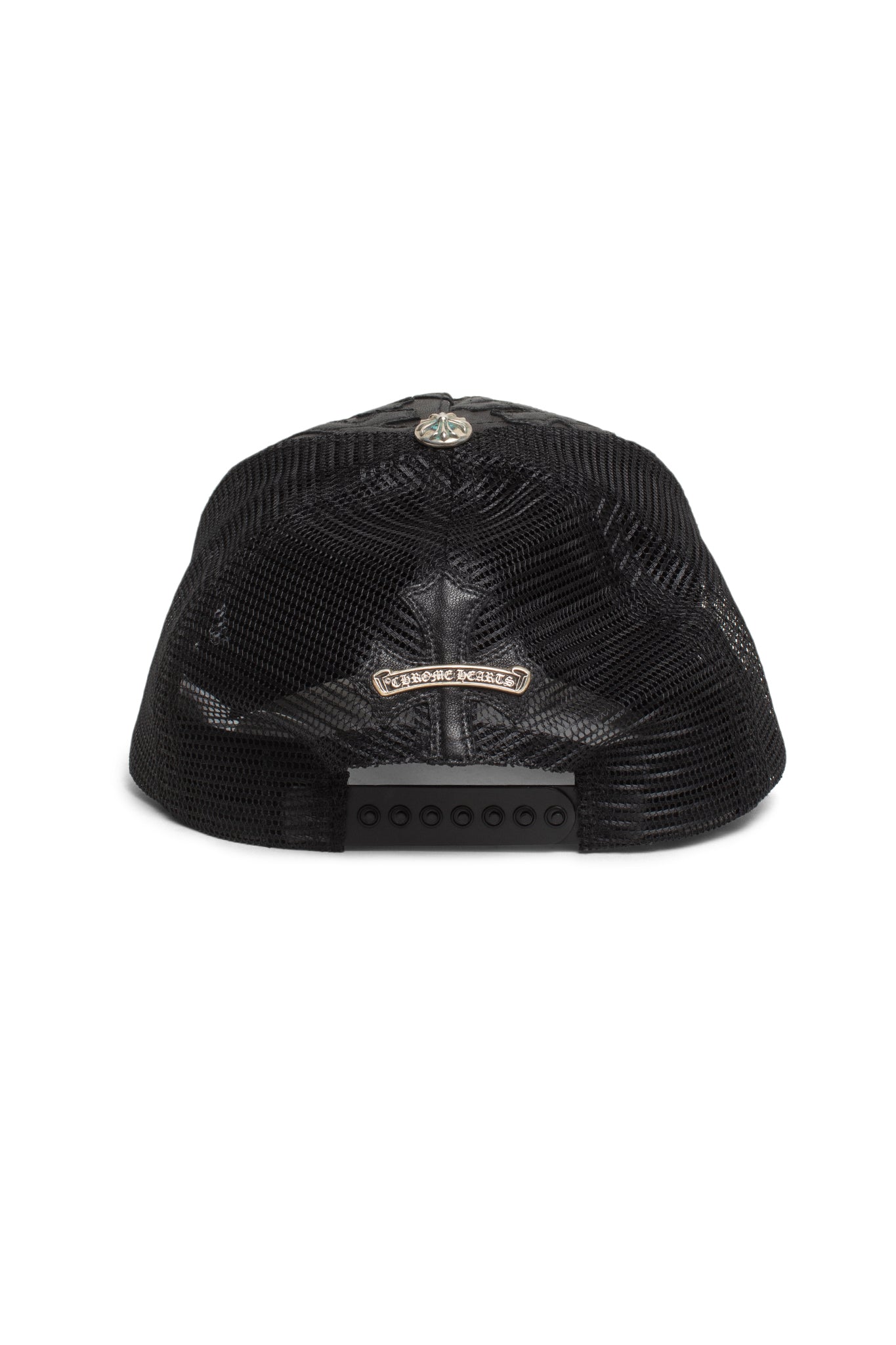 Chrome Hearts Cemetary Cross Leather Stitched Trucker Hat - Xia Office