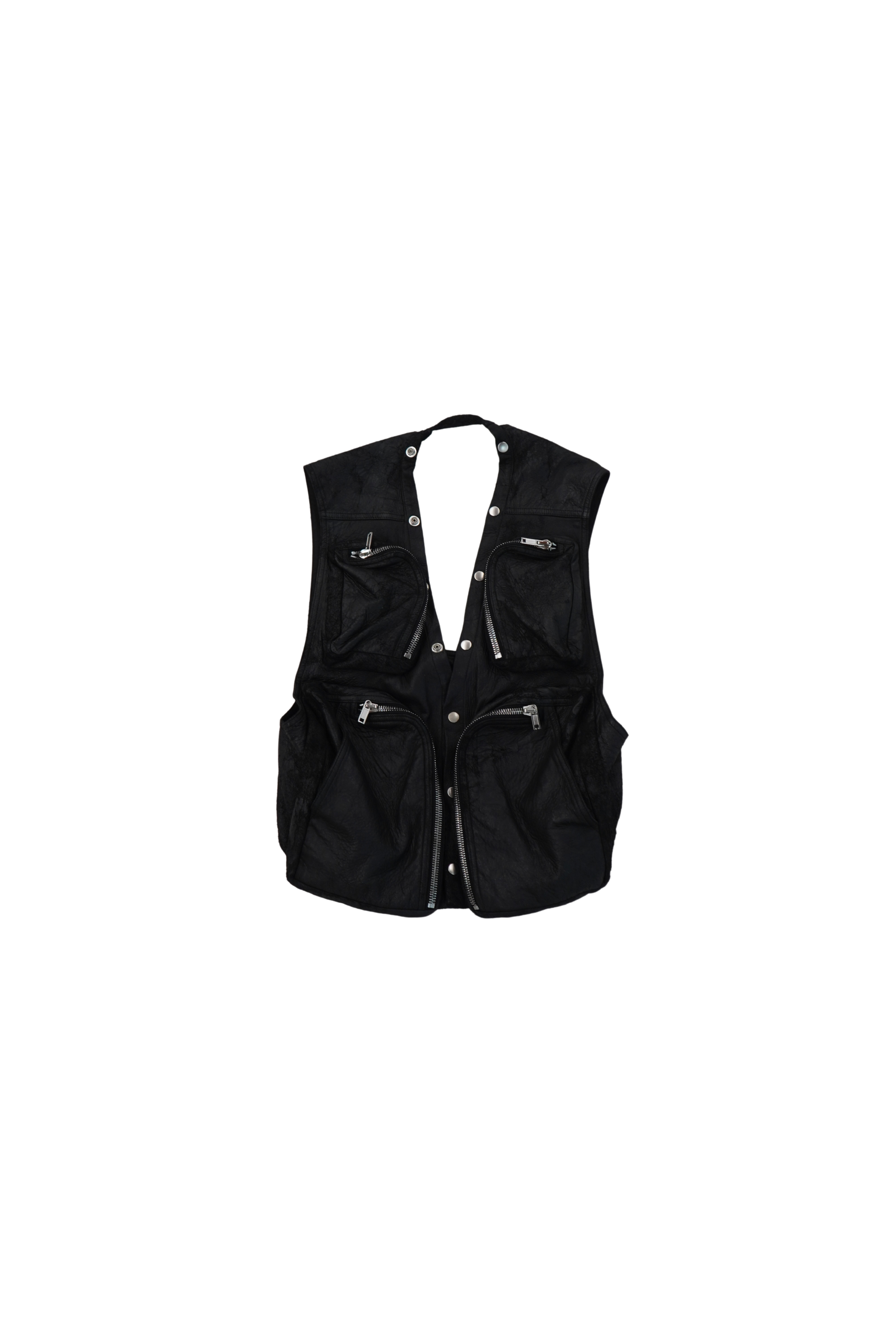 2024A/W Rick Owens Blistered Leather Cargo Vest - Xia Office