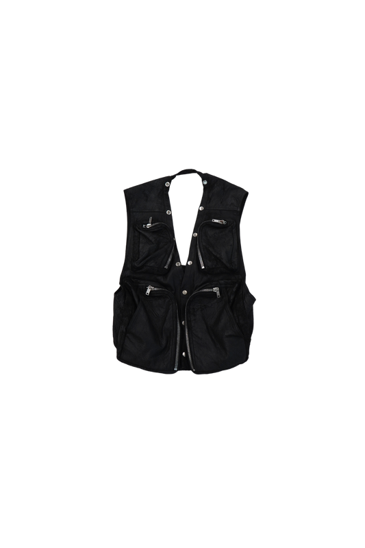 2024A/W Rick Owens Blistered Leather Cargo Vest - Xia Office