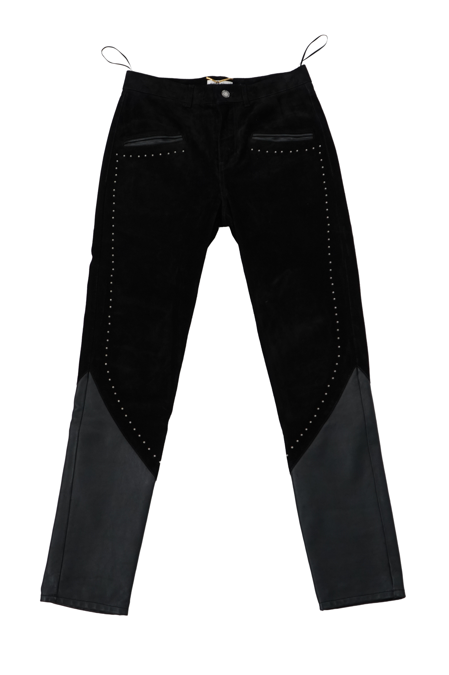 2019 Saint Laurent Paris Suede Hybrid Studded Pants