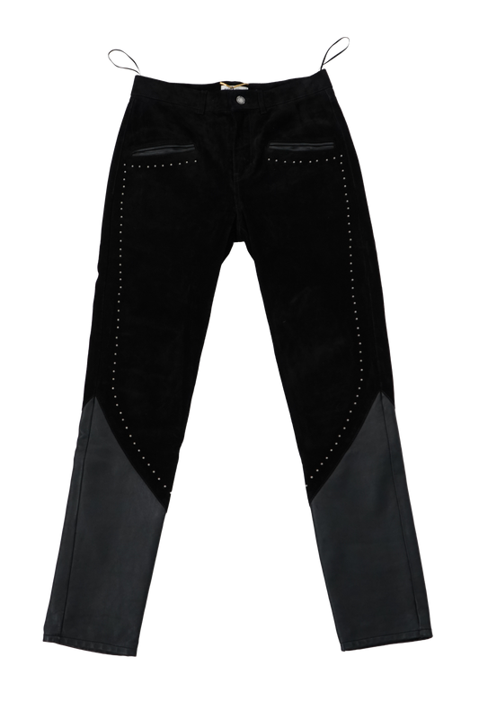2019 Saint Laurent Paris Suede Hybrid Studded Pants