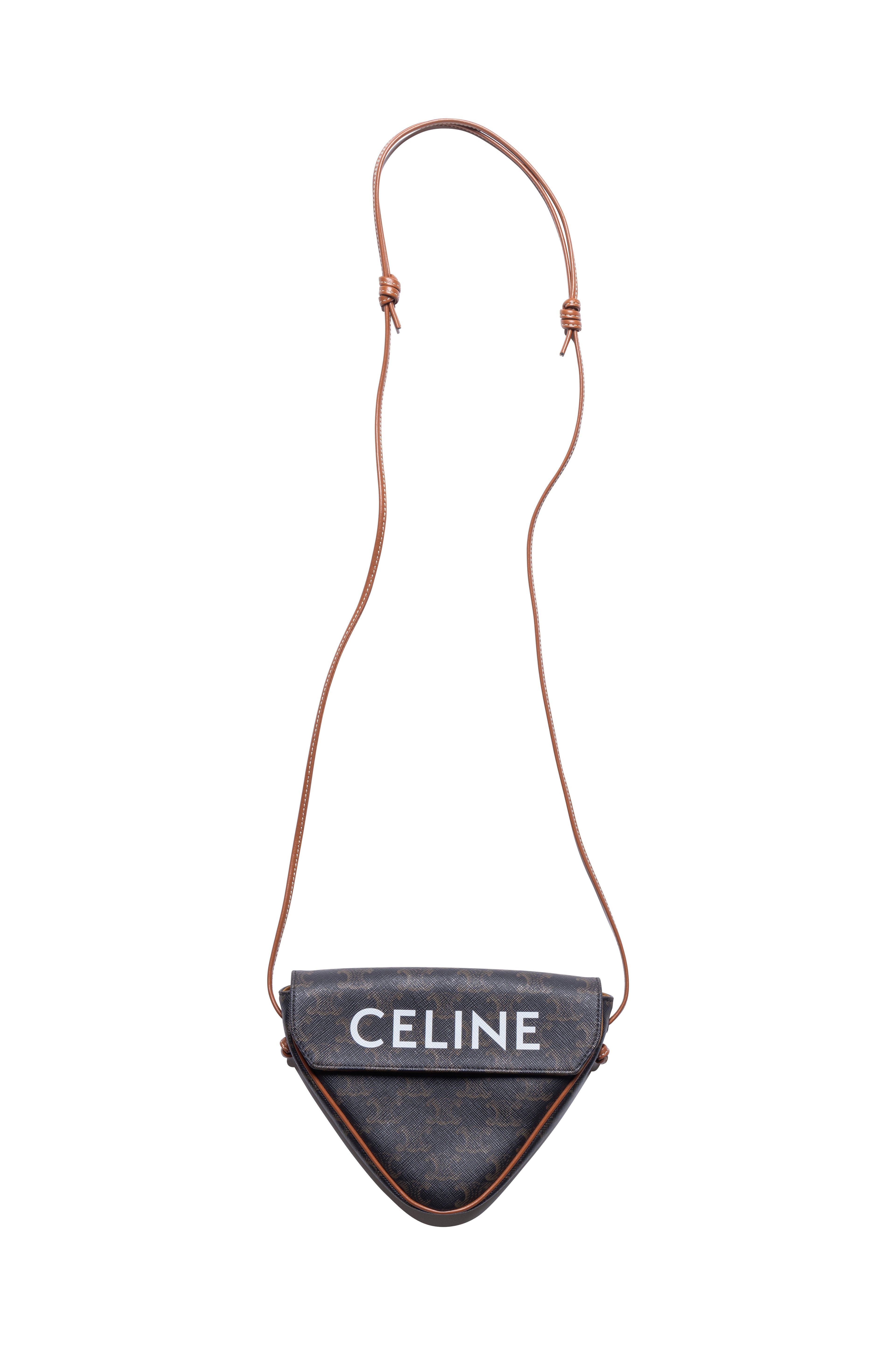 Celine Triomphe Triangle Crossbody Bag In Brown Canvas - Xia Office