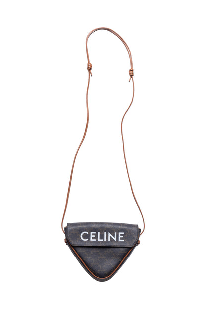 Celine Triomphe Triangle Crossbody Bag In Brown Canvas - Xia Office