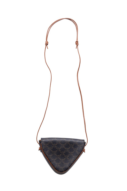 Celine Triomphe Triangle Crossbody Bag In Brown Canvas - Xia Office