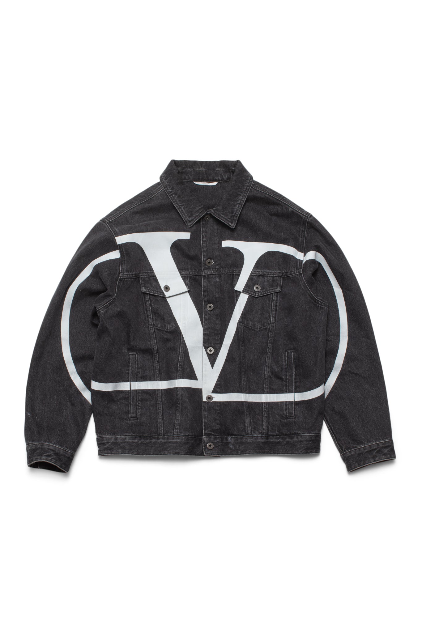 Valentino  Oversized Logo-Print Denim Jacket Black - Xia Office