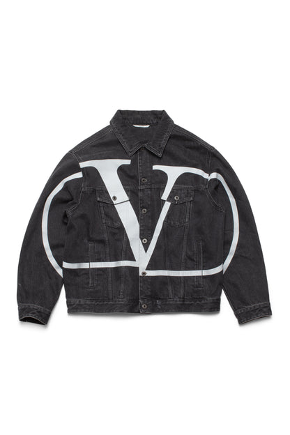 Valentino  Oversized Logo-Print Denim Jacket Black - Xia Office