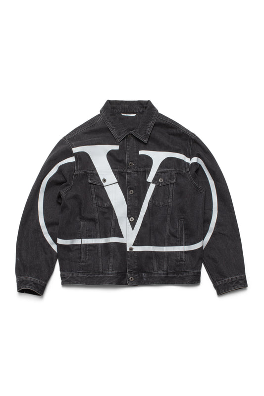 Valentino  Oversized Logo-Print Denim Jacket Black - Xia Office