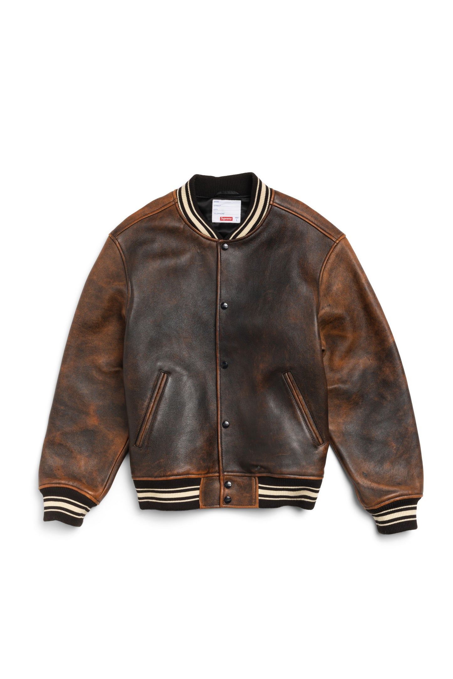 Supreme Painted Leather Varsity Jacket - Xia Office