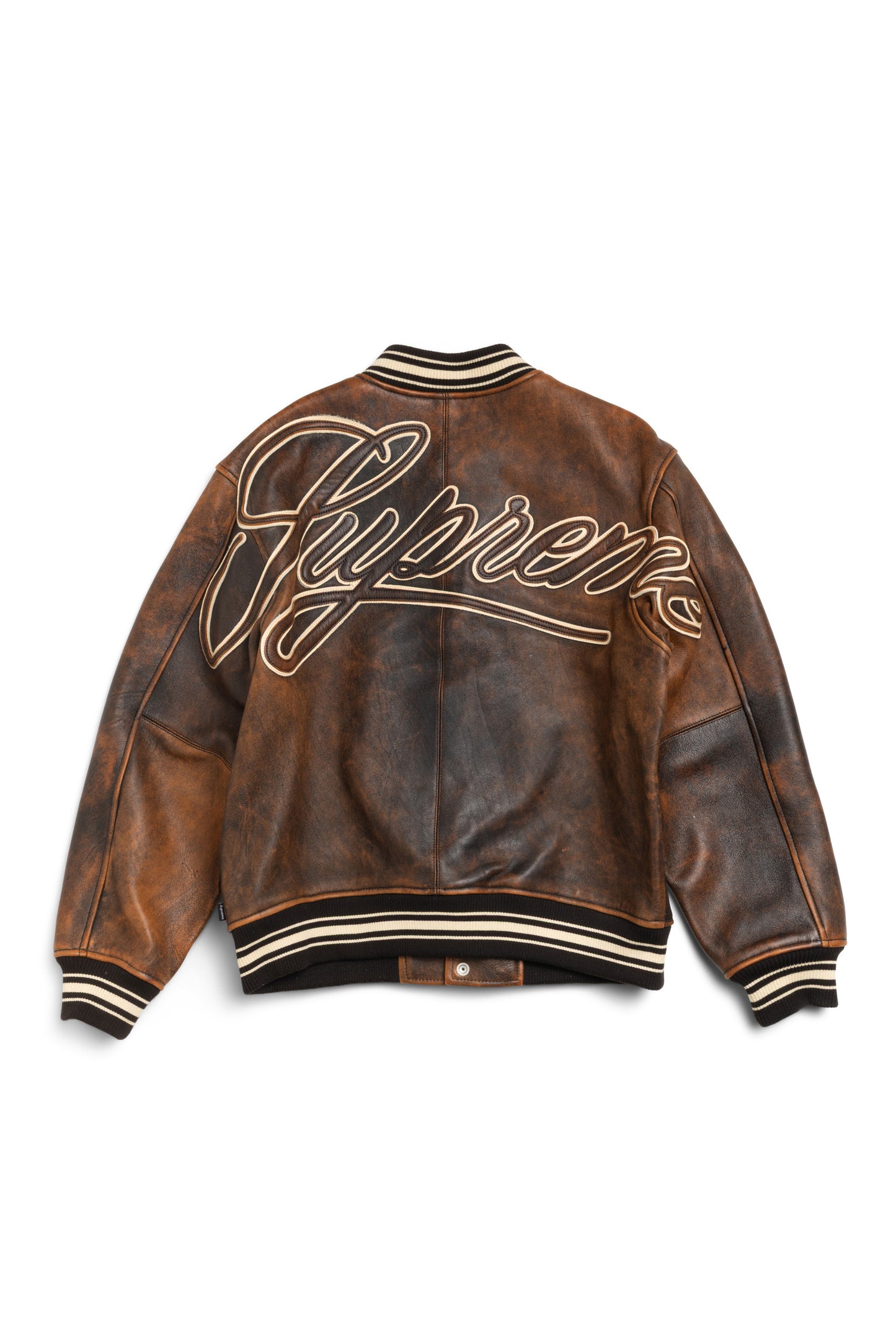 Supreme Painted Leather Varsity Jacket - Xia Office