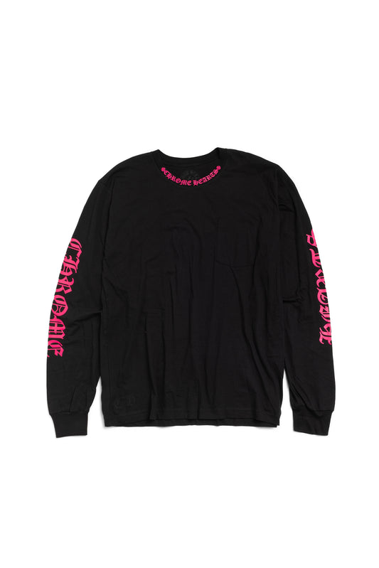 Chrome Hearts Pink Neck Logo Long Sleeve Pocket T-Shirt - Xia Office