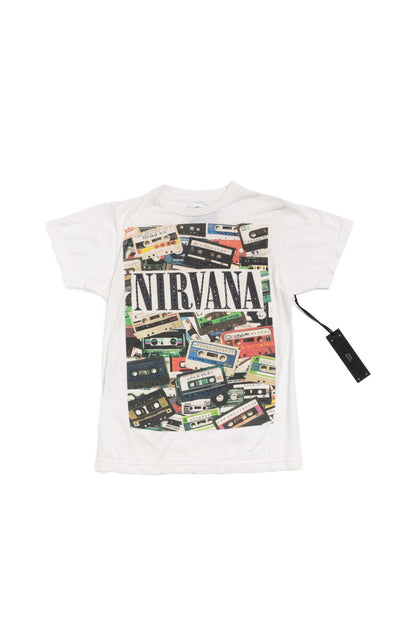 Vintage Nirvana Cassettes Band T-Shirt With Hand-embellished Rhinestones - Xia Office