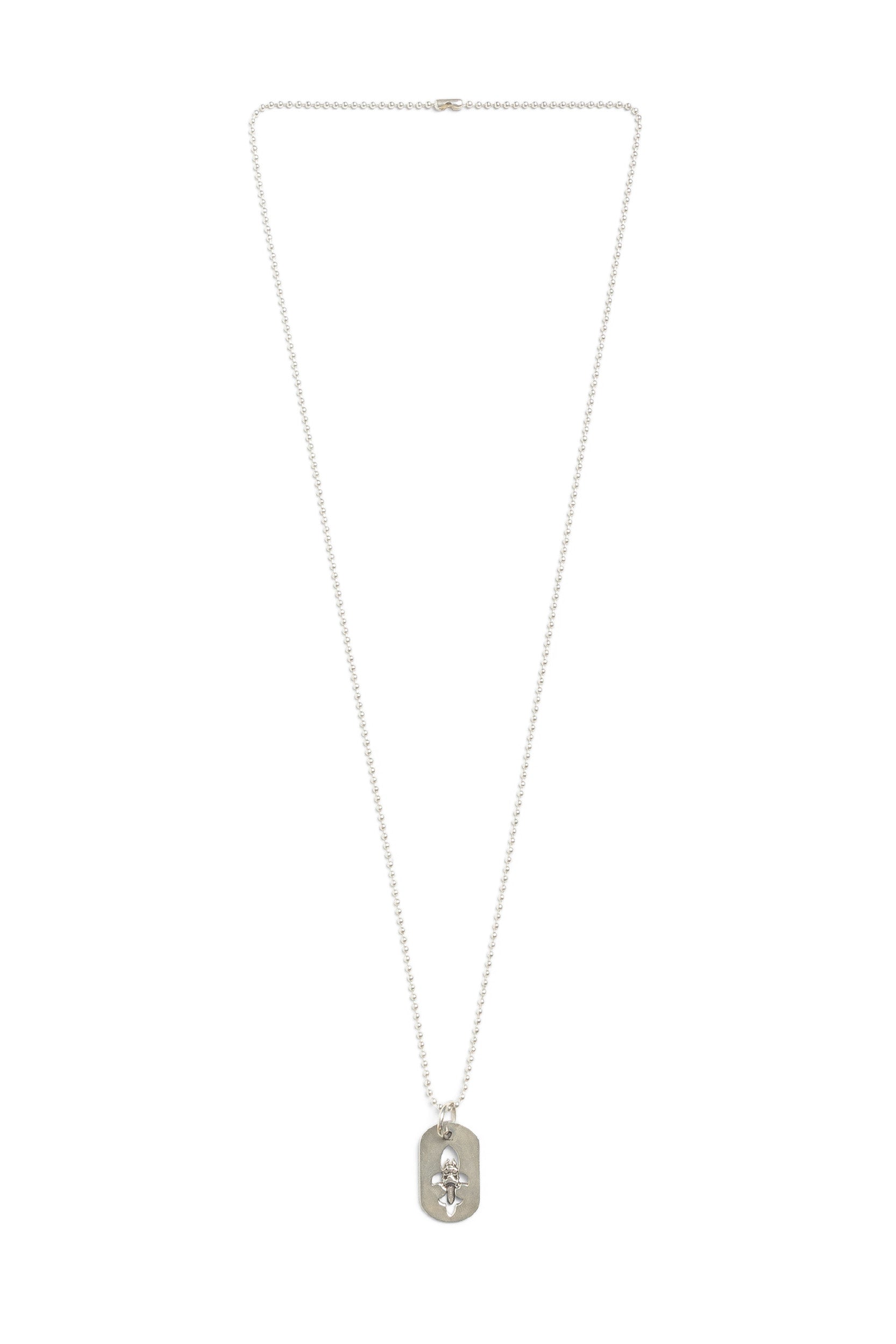 Chrome Hearts Fleur de Lis Dagger Dog Tag Pendant With Ball Chain - Xia Office