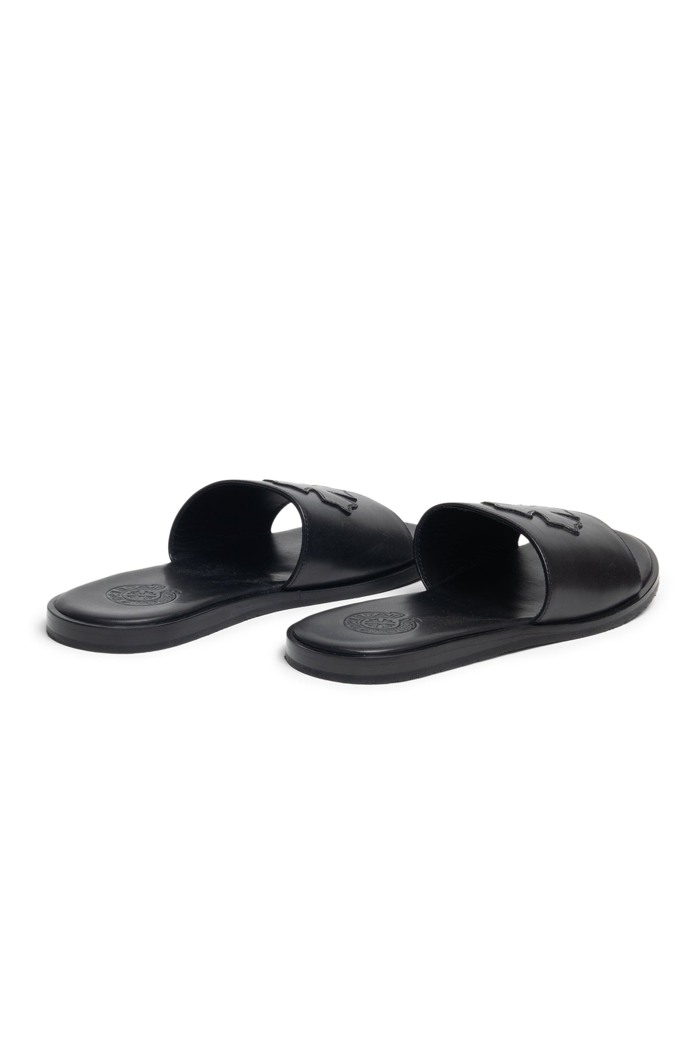 Chrome Hearts Leather Cross Leather Slides - Xia Office