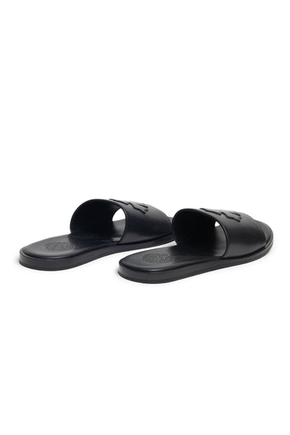Chrome Hearts Leather Cross Leather Slides - Xia Office