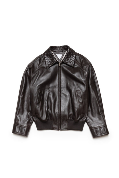Bottega Veneta Intrecciato-Trimmed Leather Blouson Jacket - Xia Office