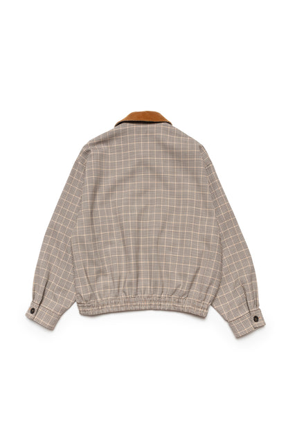 Miu Miu Checked Double Weave Blouson Jacket In Cocoa Brown - Xia Office