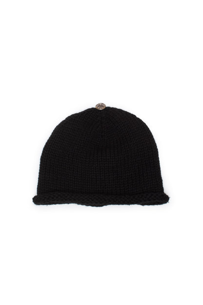 Chrome Hearts Cashmere Cross Leather Patch Black Beanie - Xia Office