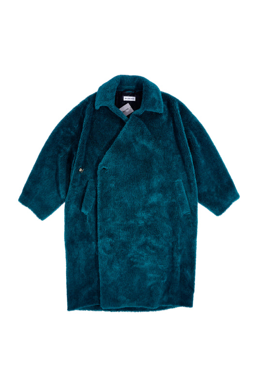 Balenciaga AW18 Teal Teddy Green Coat - Xia Office