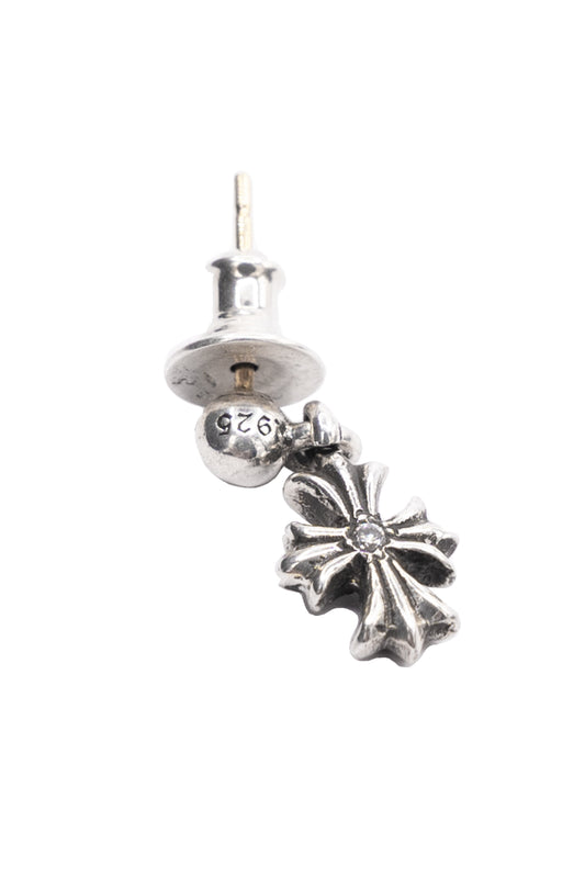 Chrome Hearts Tiny ECH Silver Drop Earring With Diamond - Xia Office