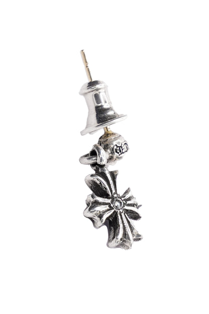 Chrome Hearts Tiny ECH Silver Drop Earring With Diamond - Xia Office