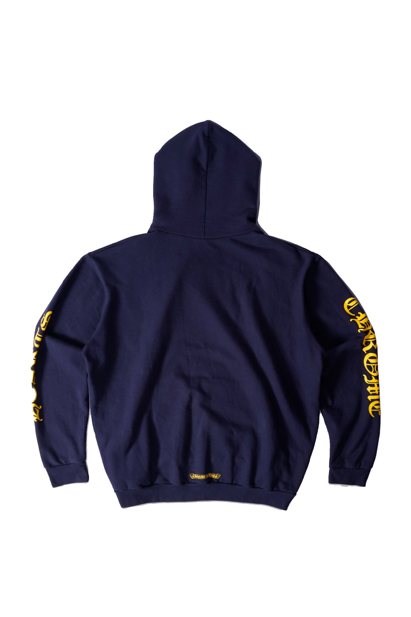 Chrome Hearts Navy/Yellow Script Logo Hoodie - Xia Office