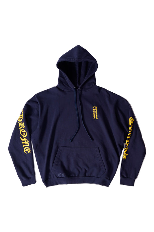 Chrome Hearts Navy/Yellow Script Logo Hoodie - Xia Office