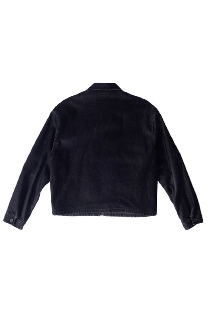 Prada Triangle Logo Black Velvet Workwear Jacket - Xia Office